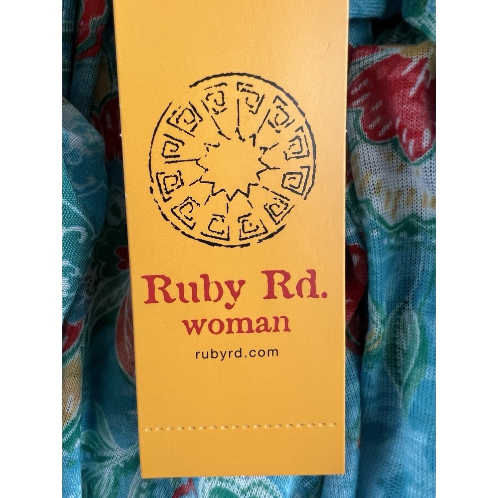 NEW Ruby Rd Woman 1X Rainbow Stripe Paisley Button Front Roll Tab Sleeve Shirt - Picture 4 of 10